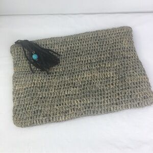 Ale by Alessandra Boheme woven straw clutch Tassel